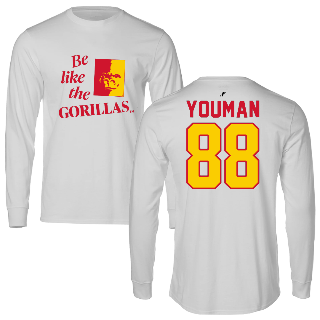Pittsburg State University Football Light Gray Be Like Us Performance Long Sleeve - #88 Eli Youman