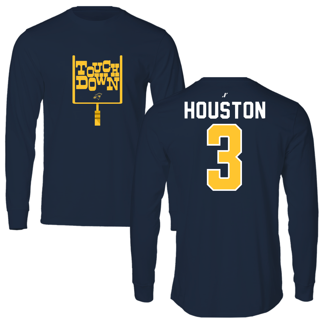 East Tennessee State University Football Navy Touchdown Performance Long Sleeve - #3 Devontae Houston