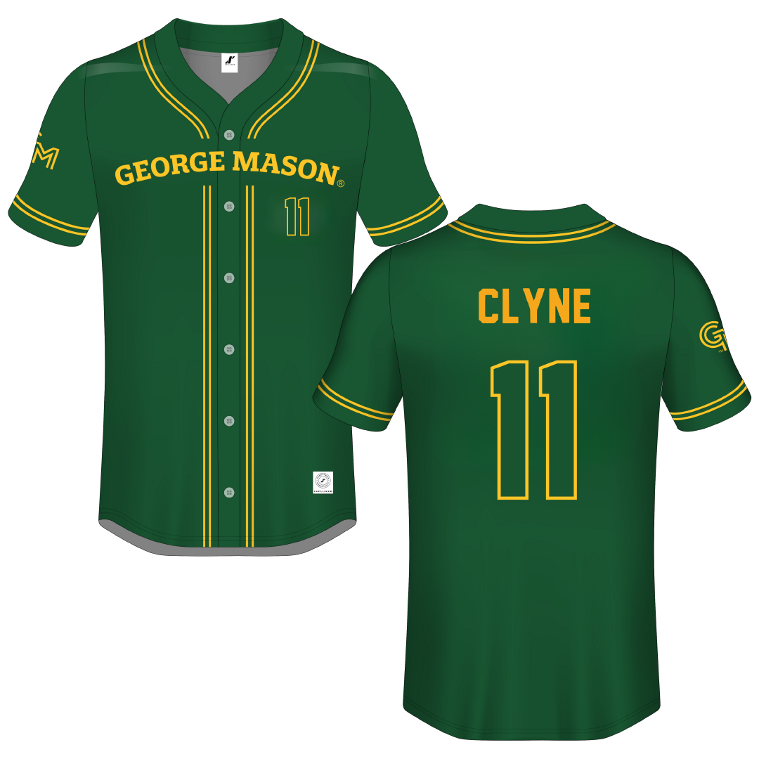 George Mason University Green GM Button-Down Jersey - #11 Owen Clyne