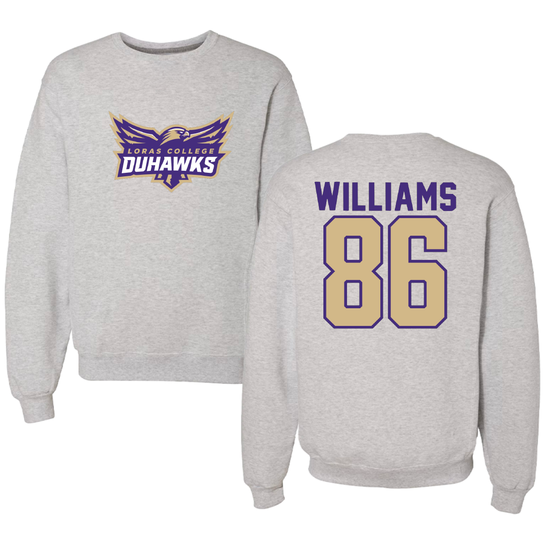 Loras College Football Gray Crewneck - #86 Gino Williams