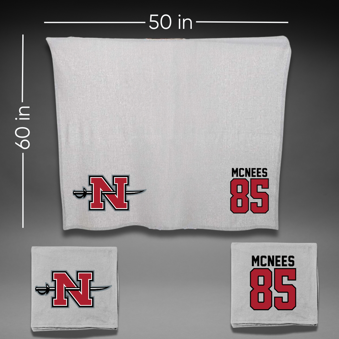 Nicholls State University Football Gray Blanket - #85 Christian Mcnees