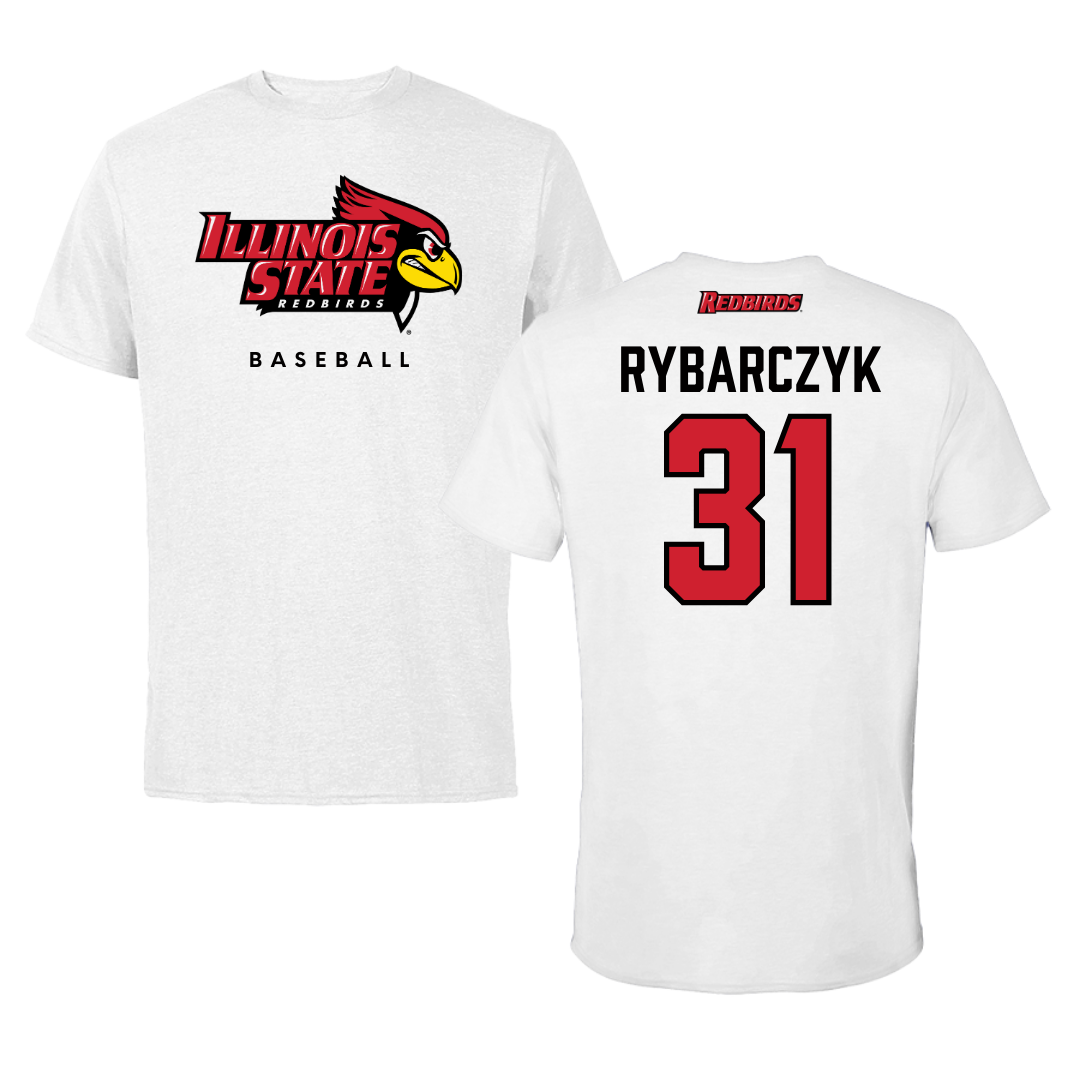 Illinois State University Baseball White Performance Tee - #31 Trez Rybarczyk