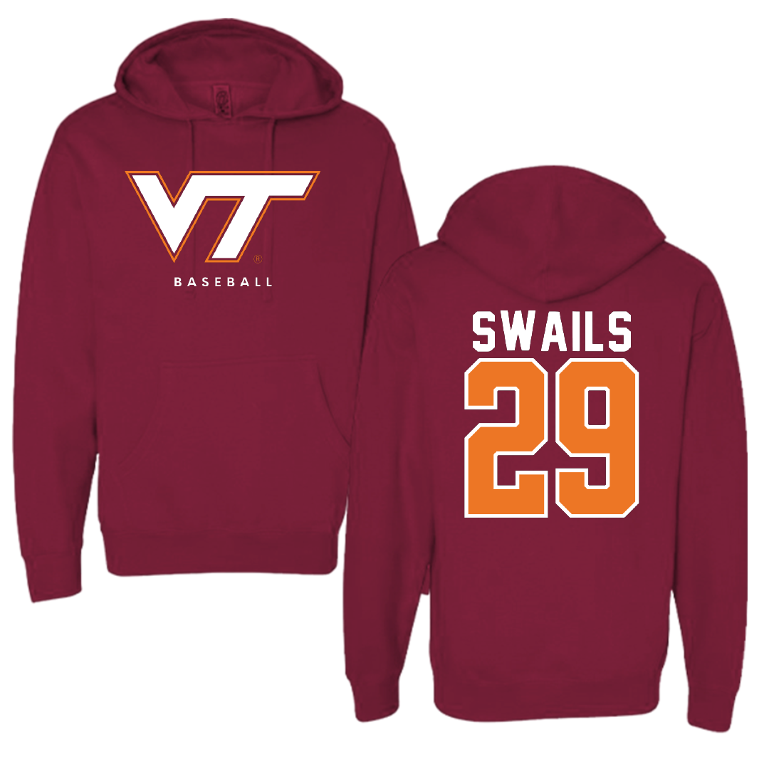 Virginia Tech Baseball Maroon Hoodie - #29 Tucker Swails