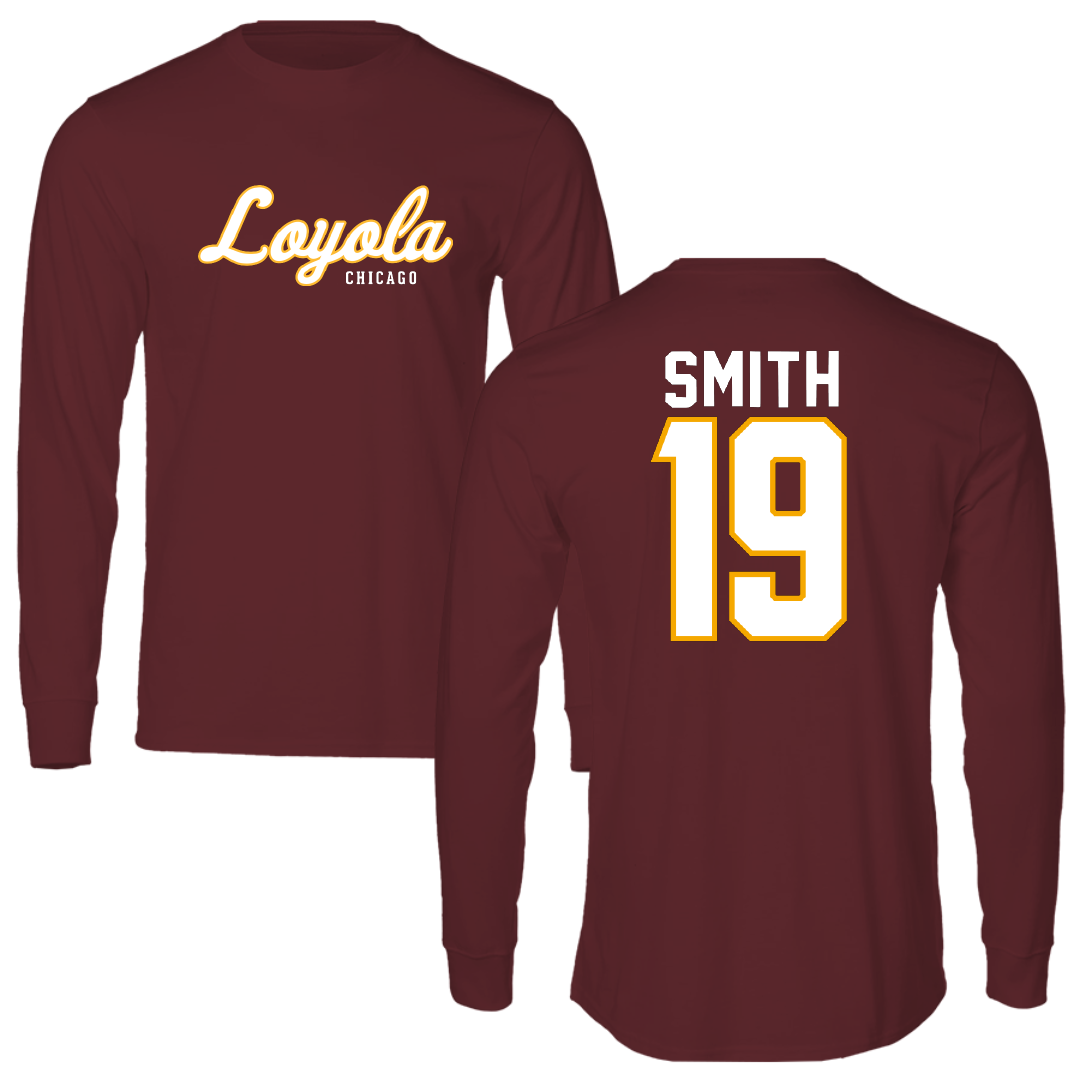 Loyola University-Chicago Volleyball Maroon Performance Long Sleeve - #19 Owen Smith