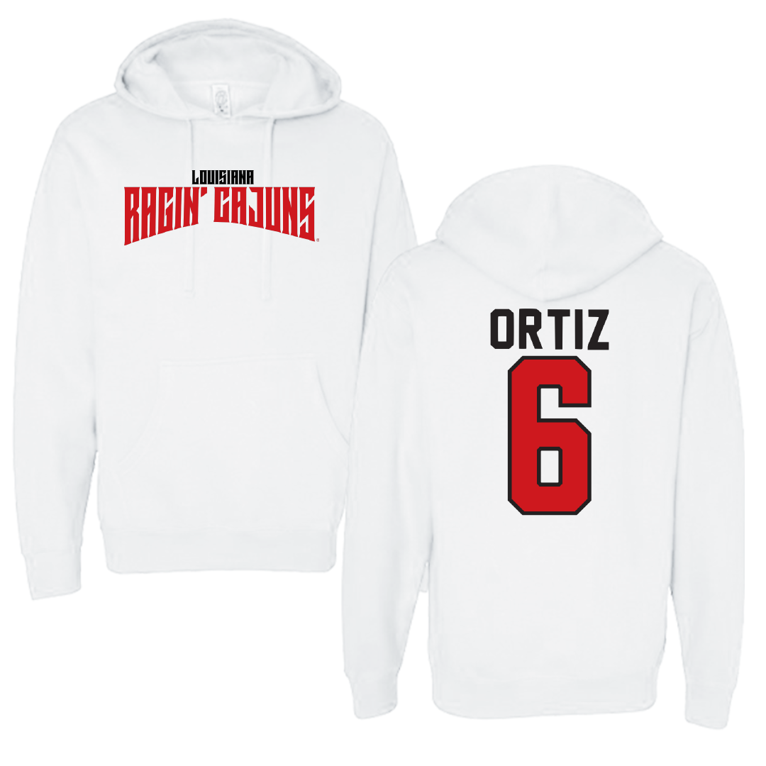 University of Louisiana at Lafayette Soccer White Classic Hoodie - #6 Lucy Ortiz