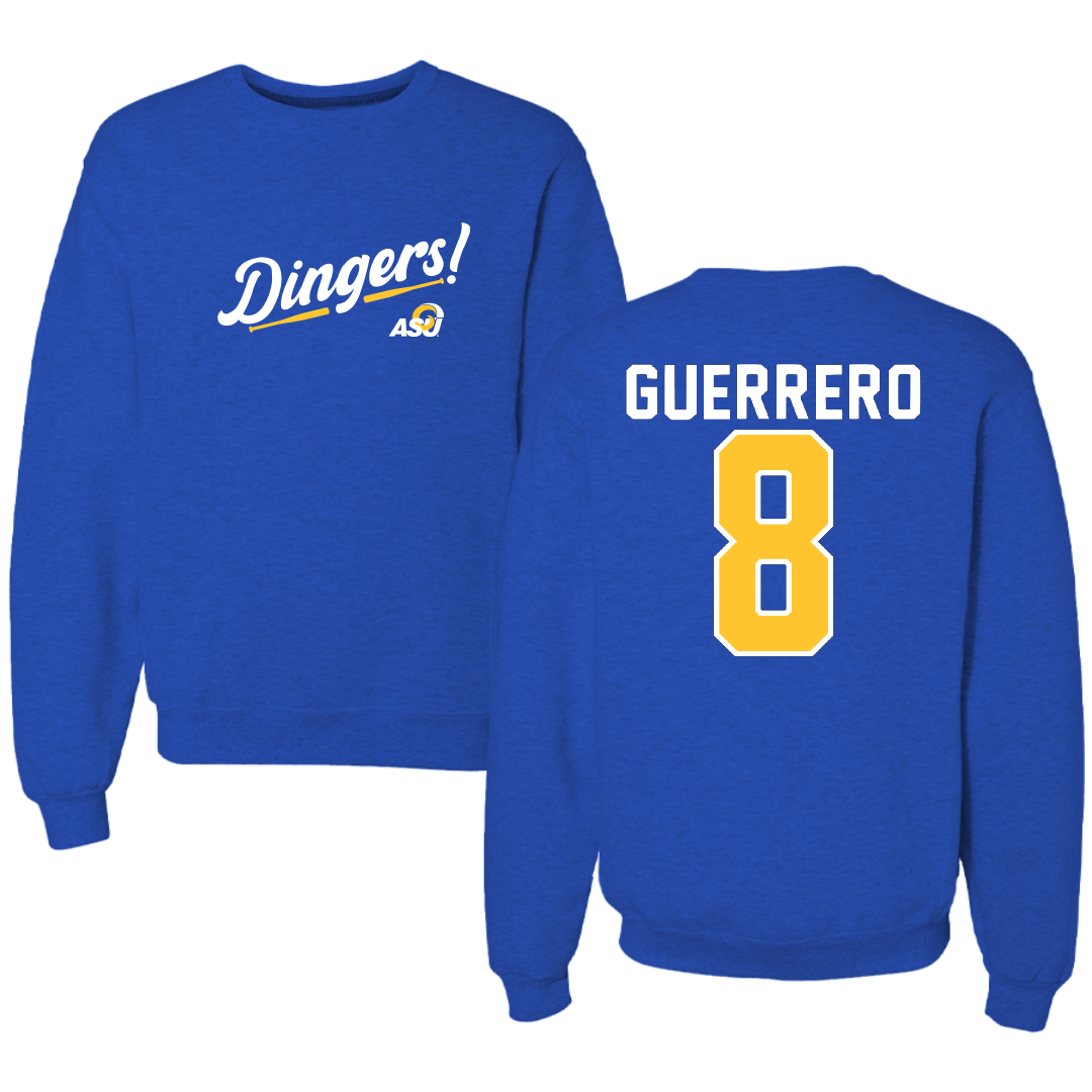 Angelo State University Baseball Blue Dingers Crewneck - #8 Jacob Guerrero
