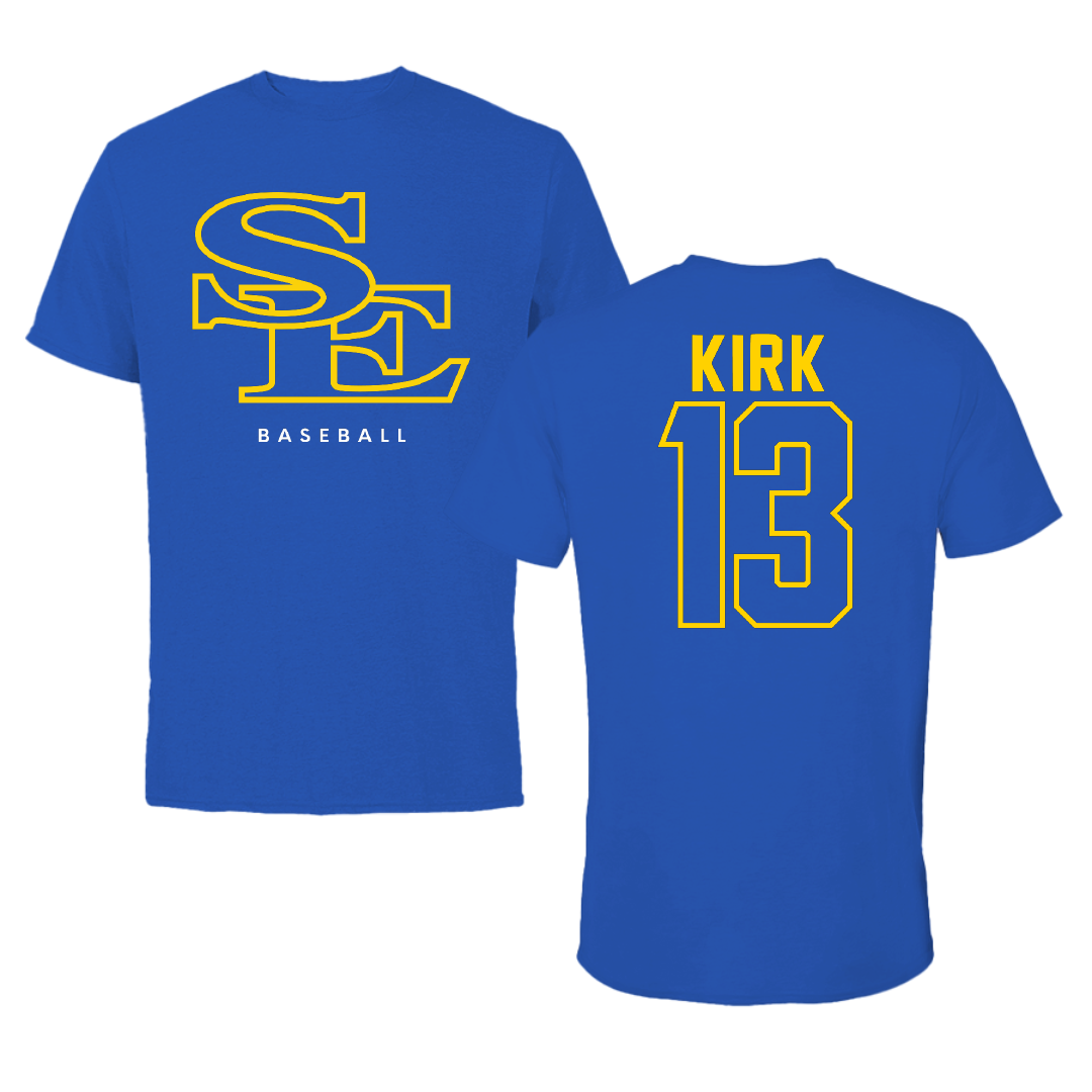 Southeastern Oklahoma State University Baseball Blue Tee - #13 Ryan Kirk