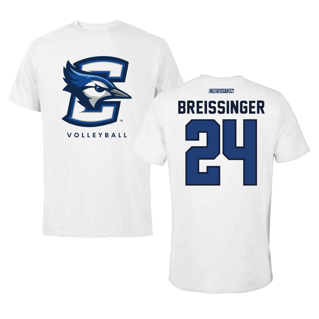 Creighton University Volleyball White Performance Tee - #24 Sydney Breissinger