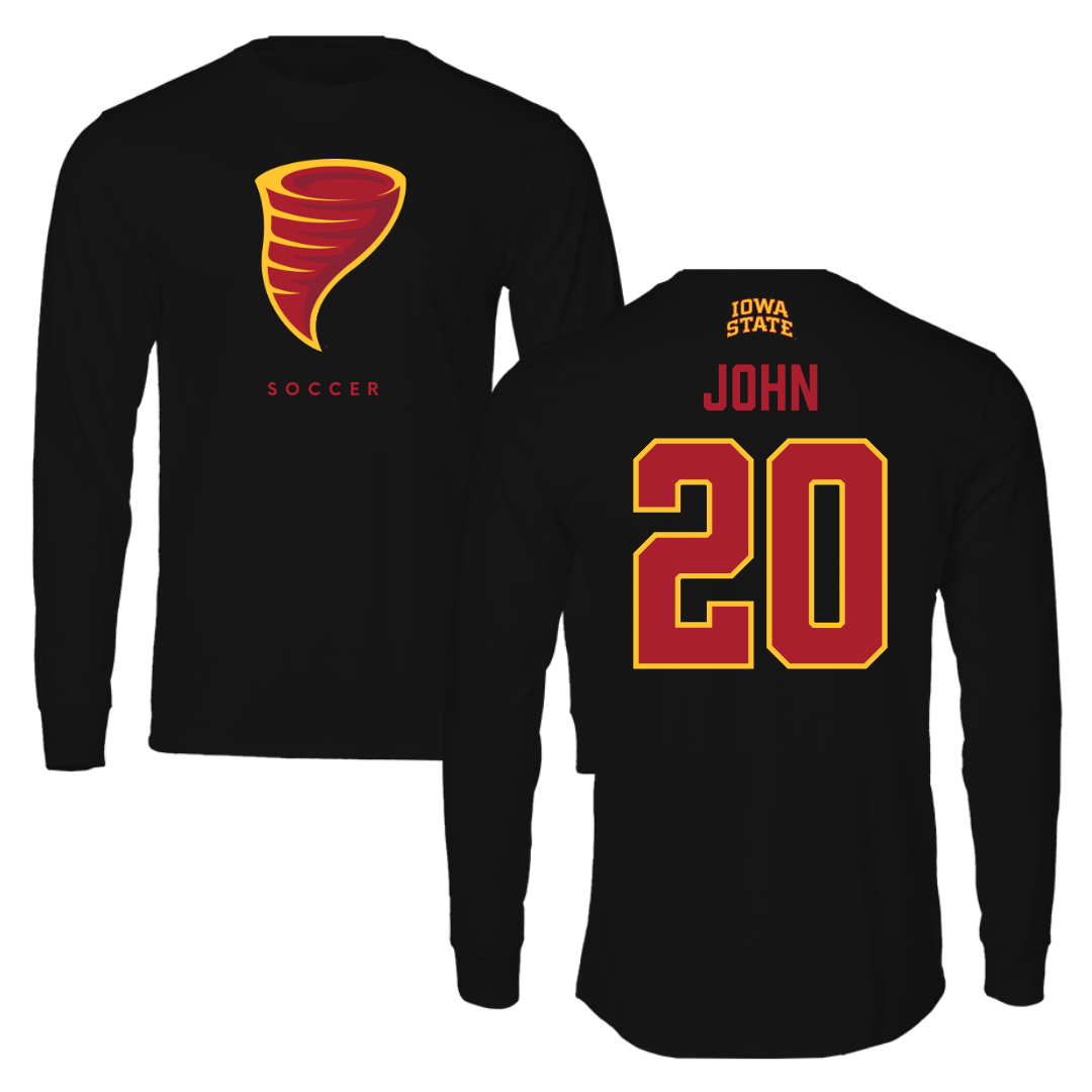 Iowa State University Soccer Black Performance Long Sleeve - #20 Regan John