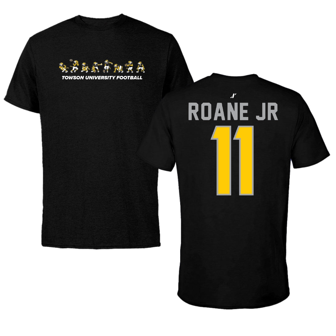 Towson University Football Black Cartoon Doc Team Performance Tee - #11 Rodney Roane Jr