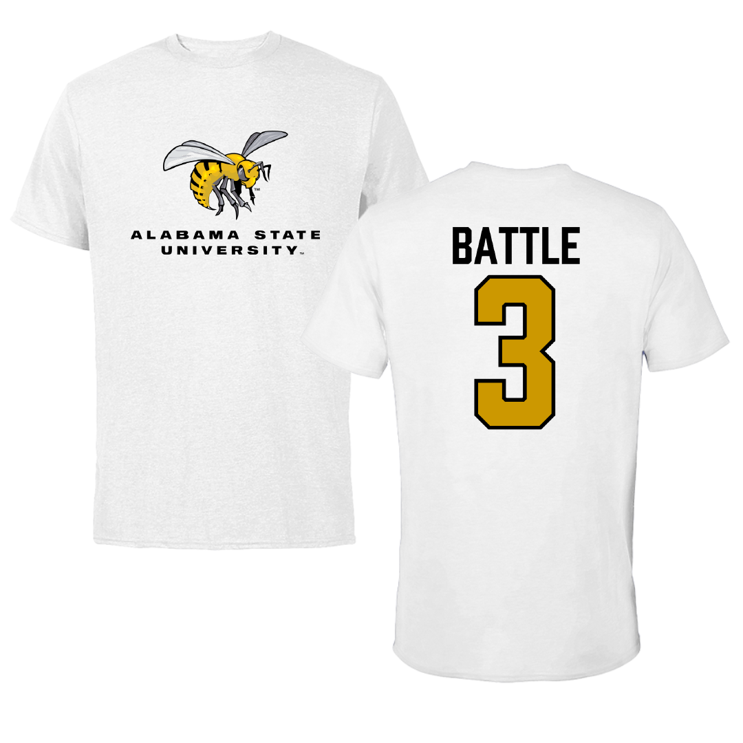 Alabama State University Volleyball White Tee - #3 Norielle Battle