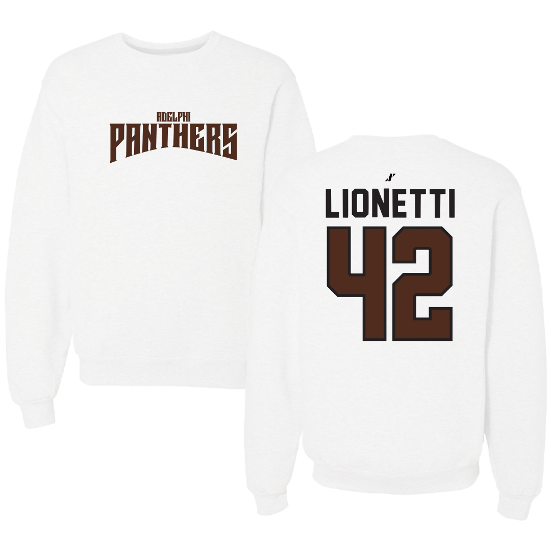 Adelphi University Lacrosse White Classic Crewneck - #42 Sonny Lionetti