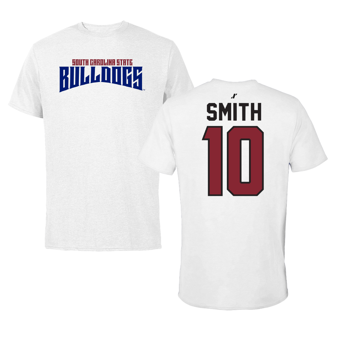South Carolina State University Football White Classic Performance Tee - #10 Tyler Smith