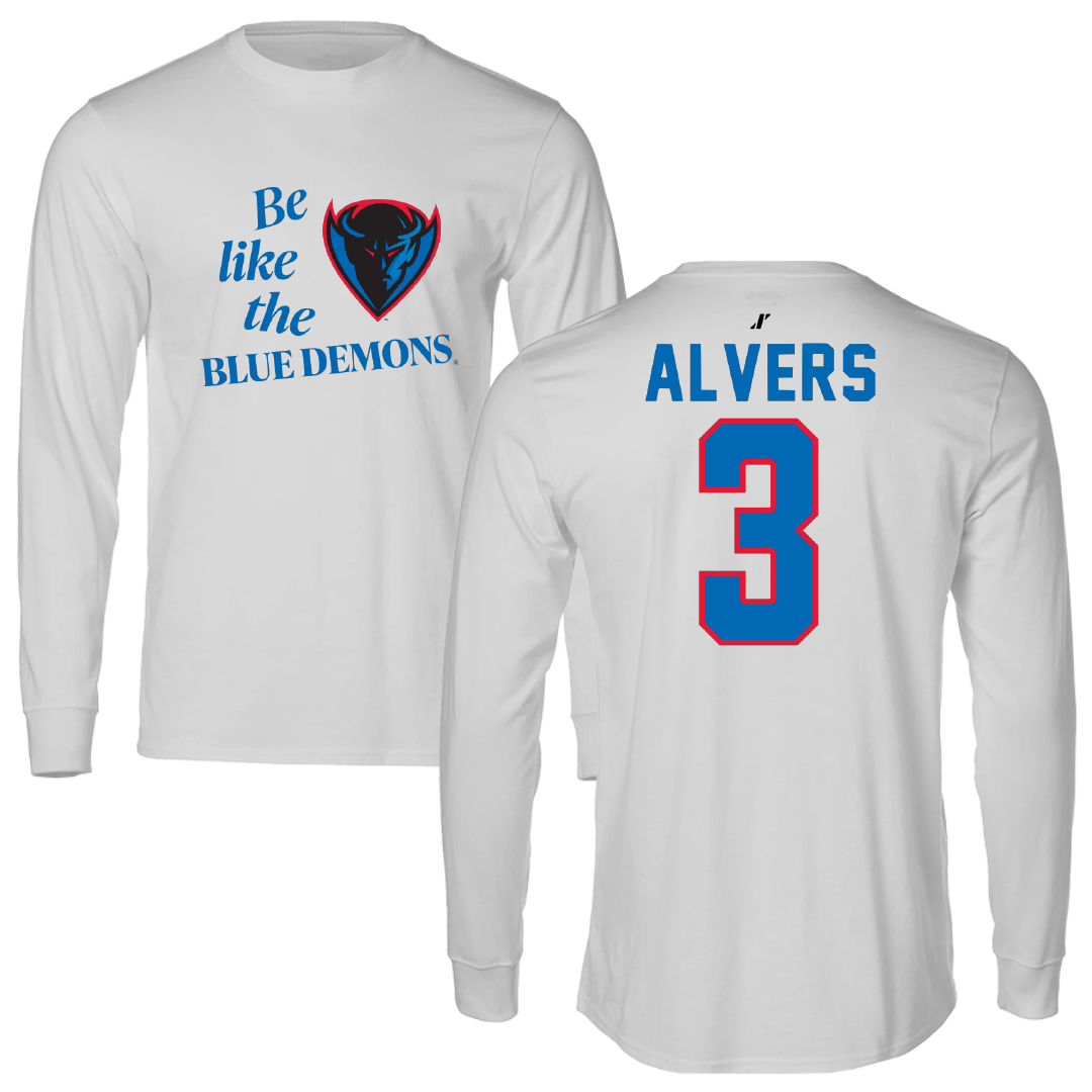 DePaul University Softball Light Gray Be Like Us Performance Long Sleeve - #3 Carly Alvers