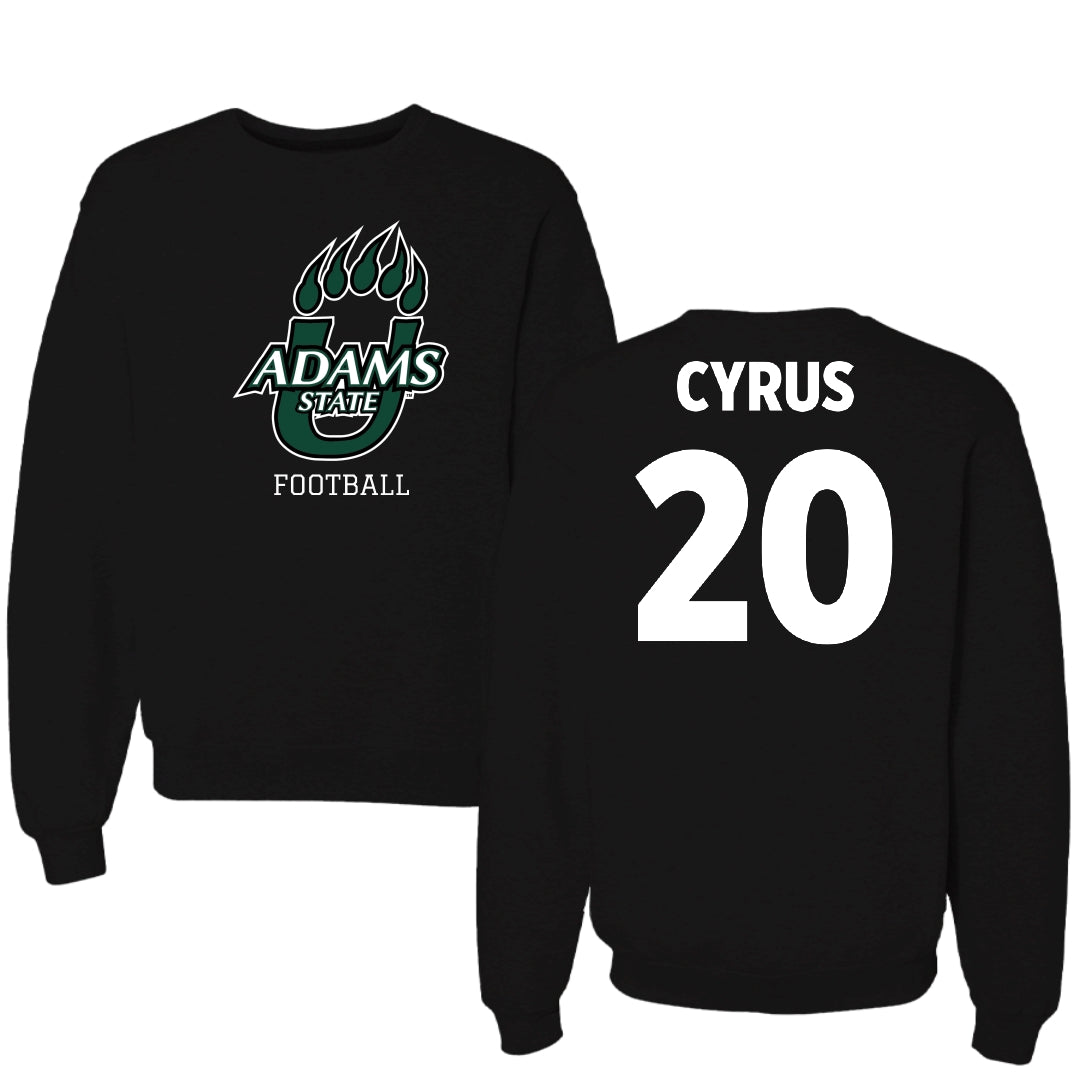 Adams State University Football Black State Crewneck - #20 Aaron Cyrus