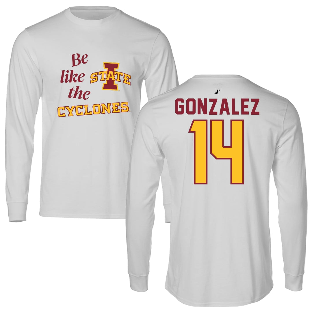 Iowa State University Volleyball Light Gray Be Like Us Long Sleeve - #14 Nayeli Gonzalez