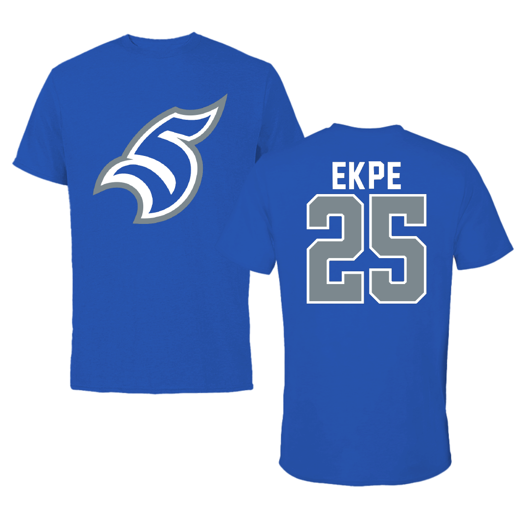 Thomas More University Football Blue Performance Tee - #25 Emmanuel Ekpe
