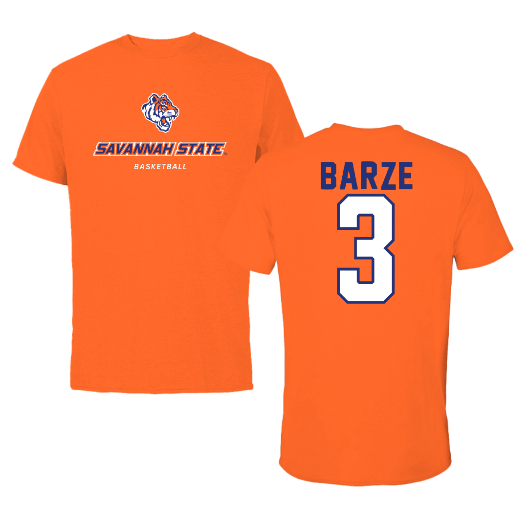 Savannah State University Basketball Orange Performance Tee - #3 Jeremiah Barze