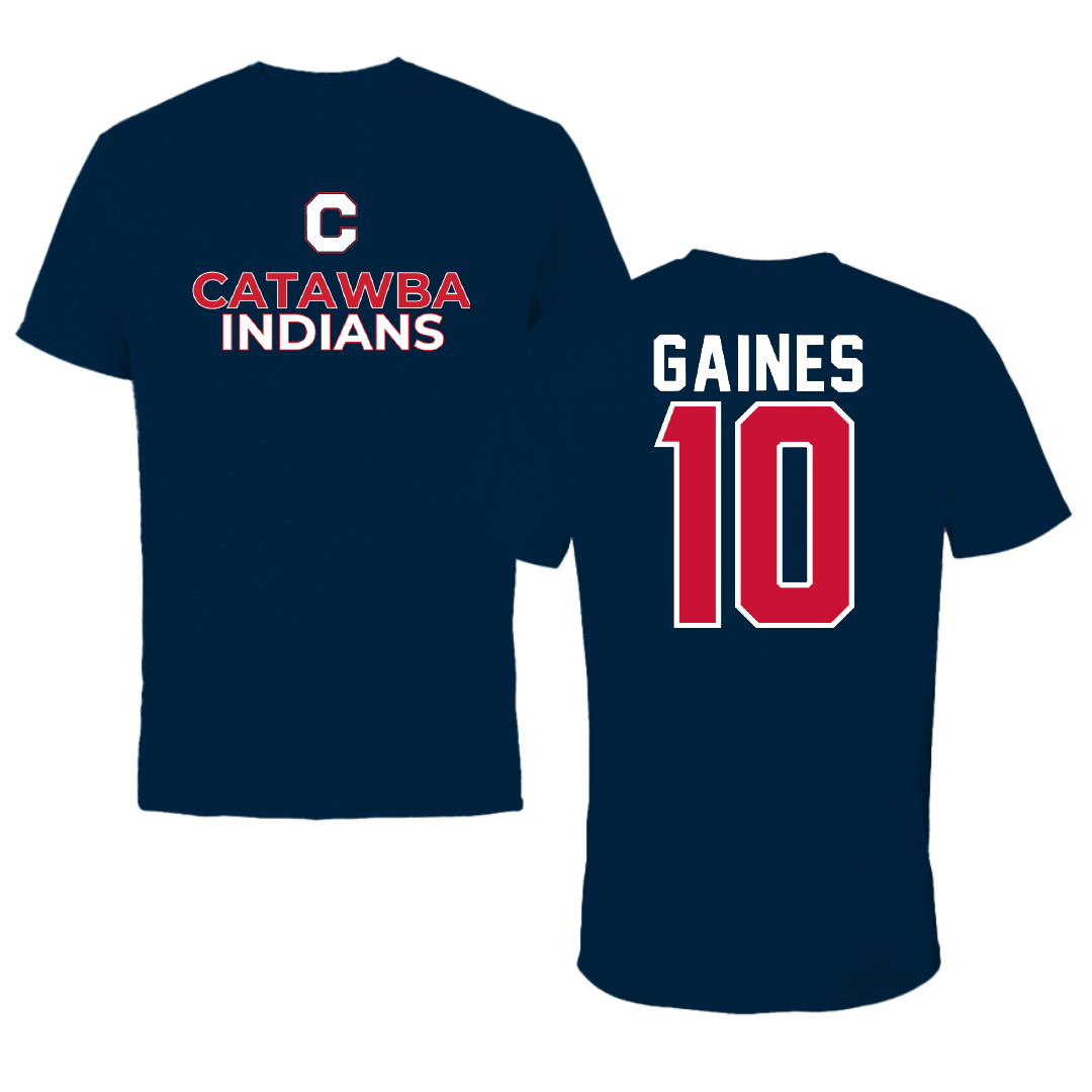 Catawba College Basketball Navy Tee - #10 Justyn Gaines