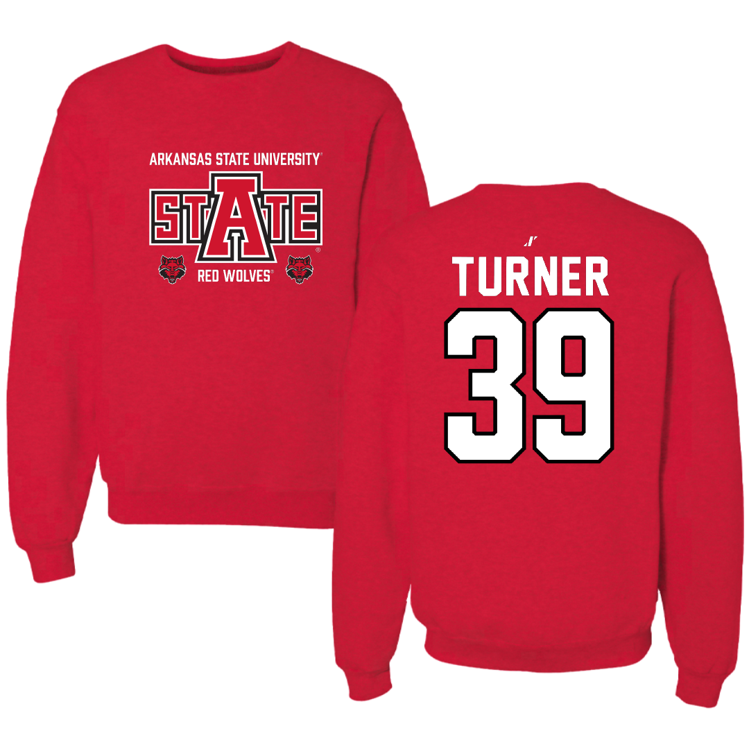 Arkansas State University Baseball Red General Crewneck - #39 Kole Turner