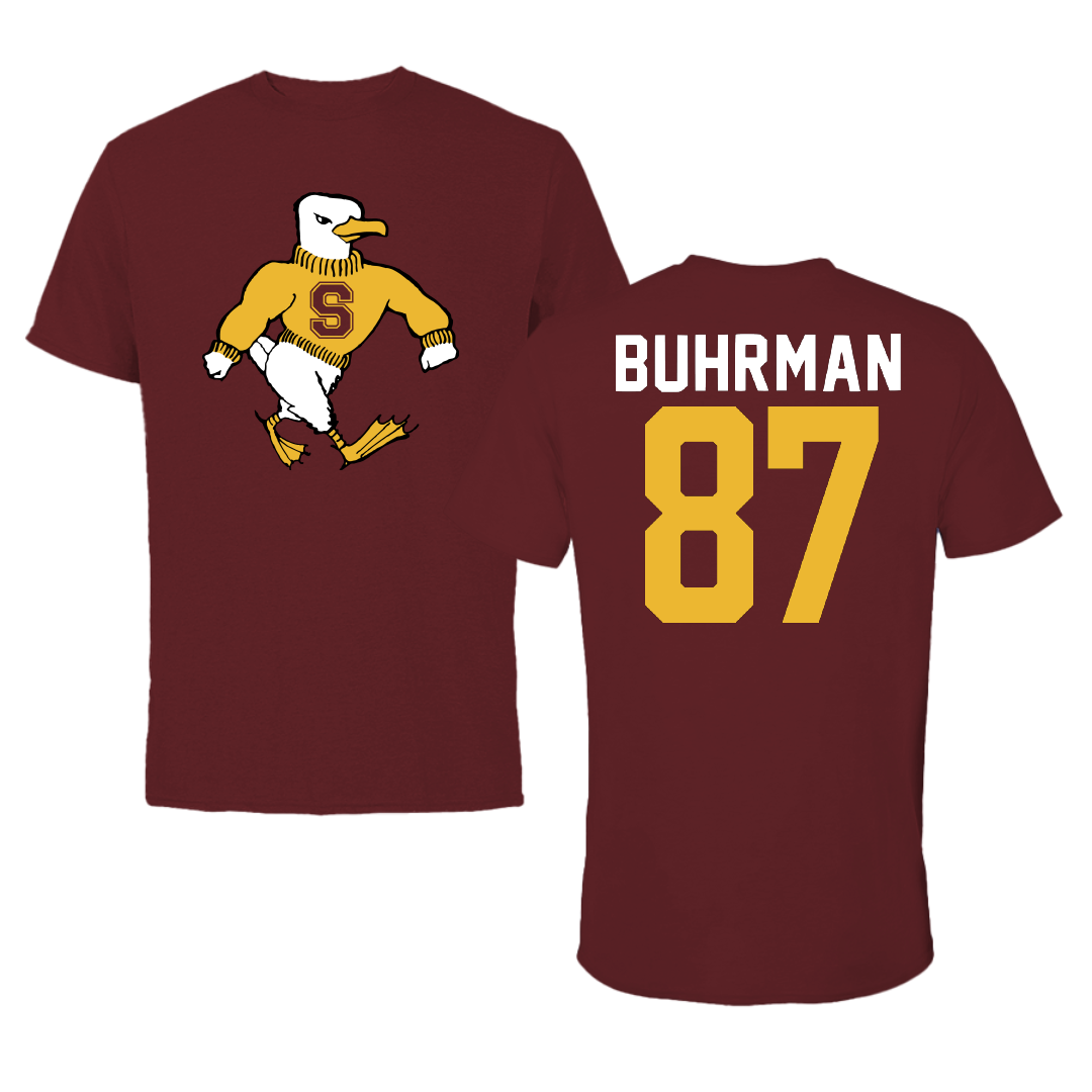 Salisbury University Football Maroon Sea Gull Performance Tee - #87 Owen Buhrman
