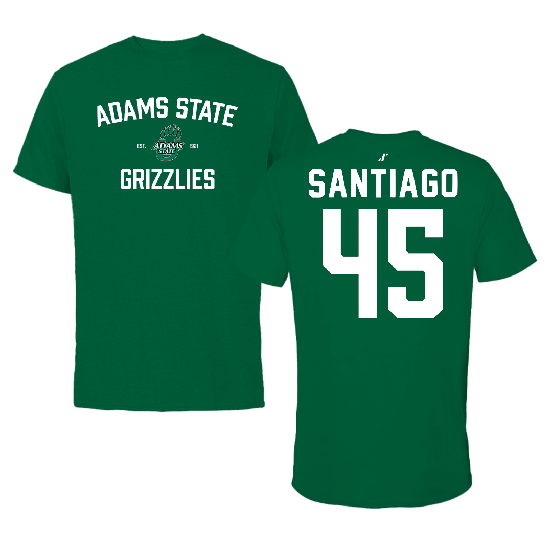 Adams State University Baseball Green General Tee - #45 Ricardo Santiago