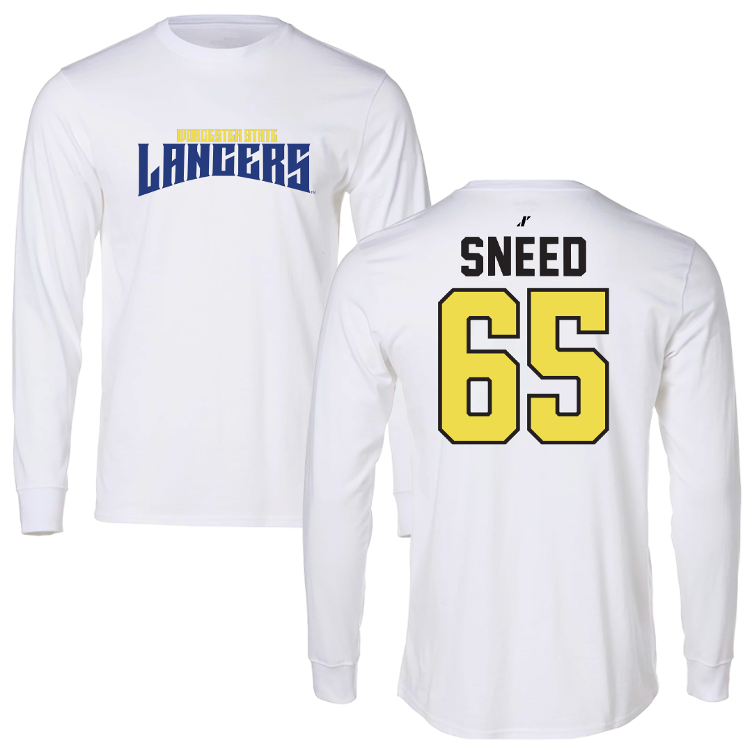 Worcester State University Football White Classic Performance Long Sleeve - #65 Justin Sneed
