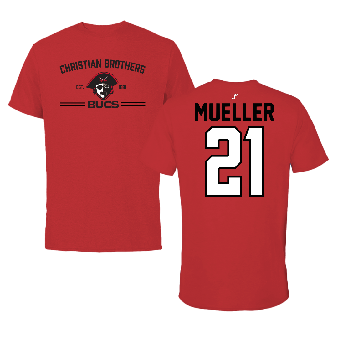 Christian Brothers University Soccer Red General Tee - #21 Clair Mueller