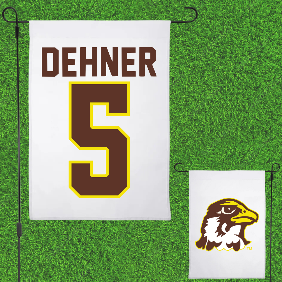 Quincy University Soccer White Garden Flag - #5 Isabelle Dehner
