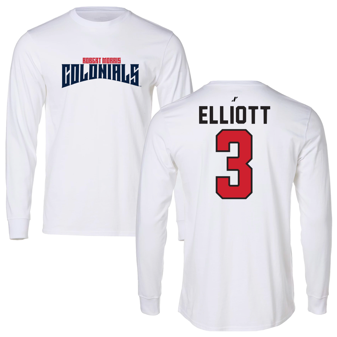Robert Morris University Ice Hockey White Classic Long Sleeve - #3 Dominic Elliott