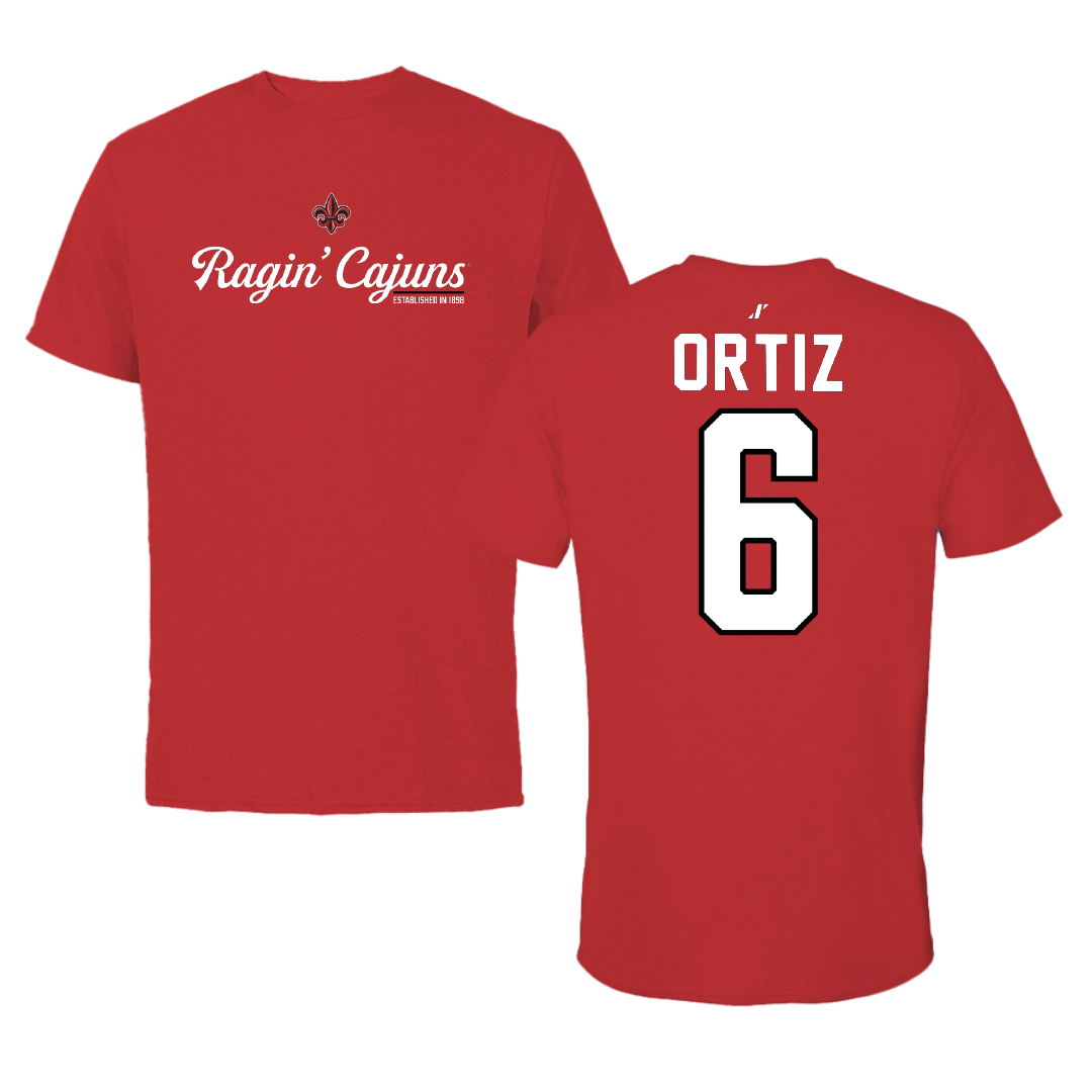University of Louisiana at Lafayette Soccer Red General Tee - #6 Lucy Ortiz