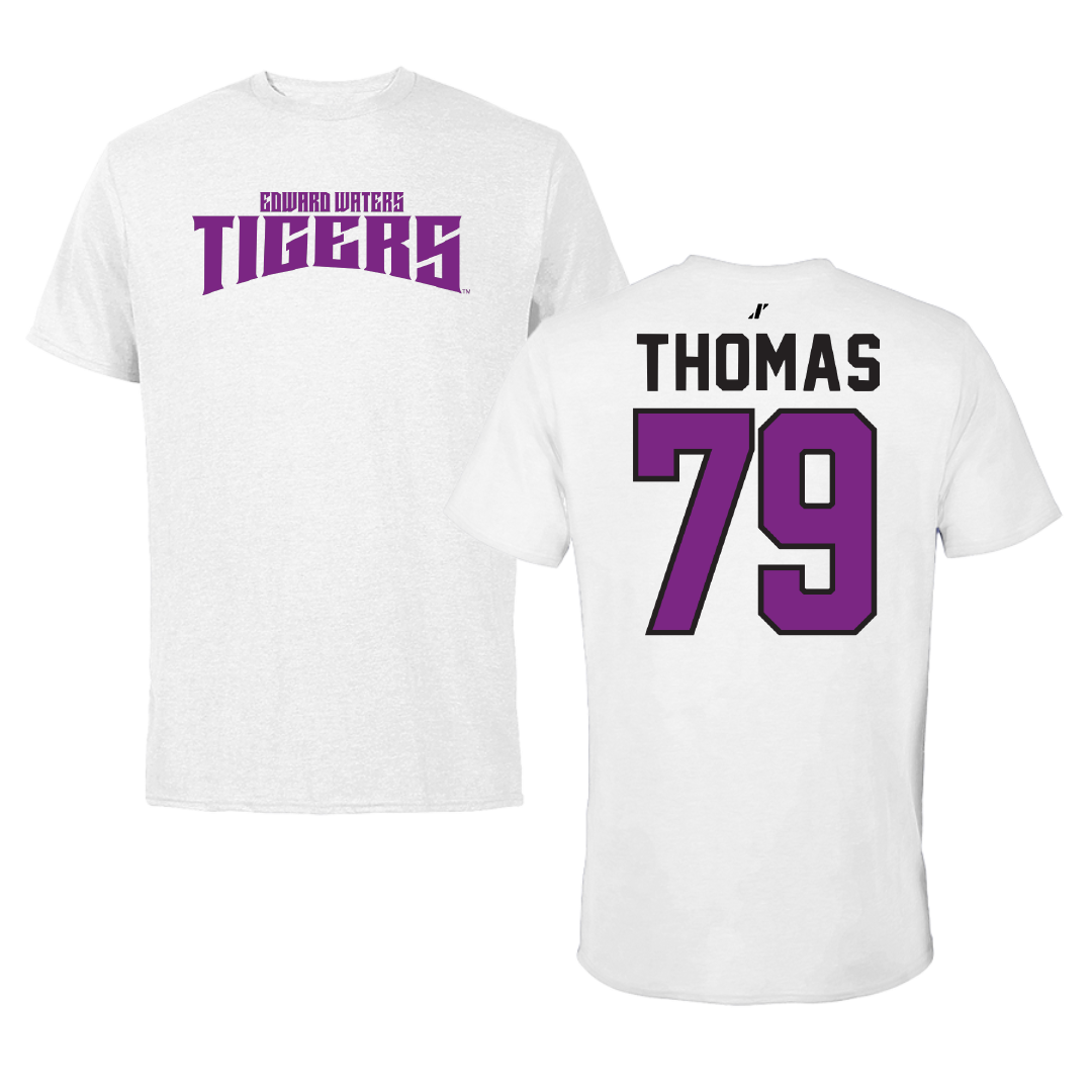 Edward Waters University Football White Classic Performance Tee - #79 Dyran Thomas