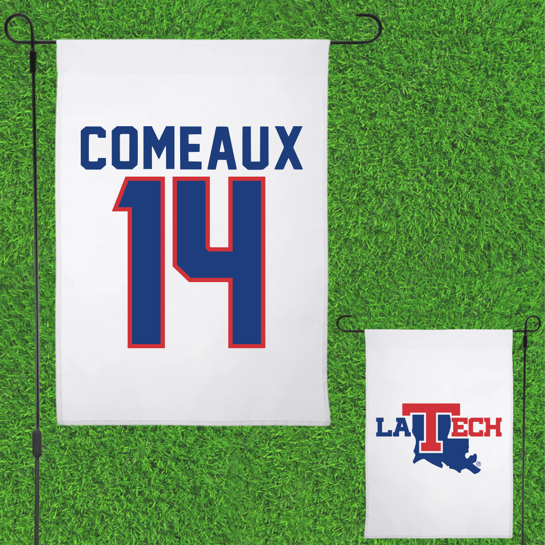 Louisiana Tech University Baseball White Garden Flag - #14 Grant Comeaux