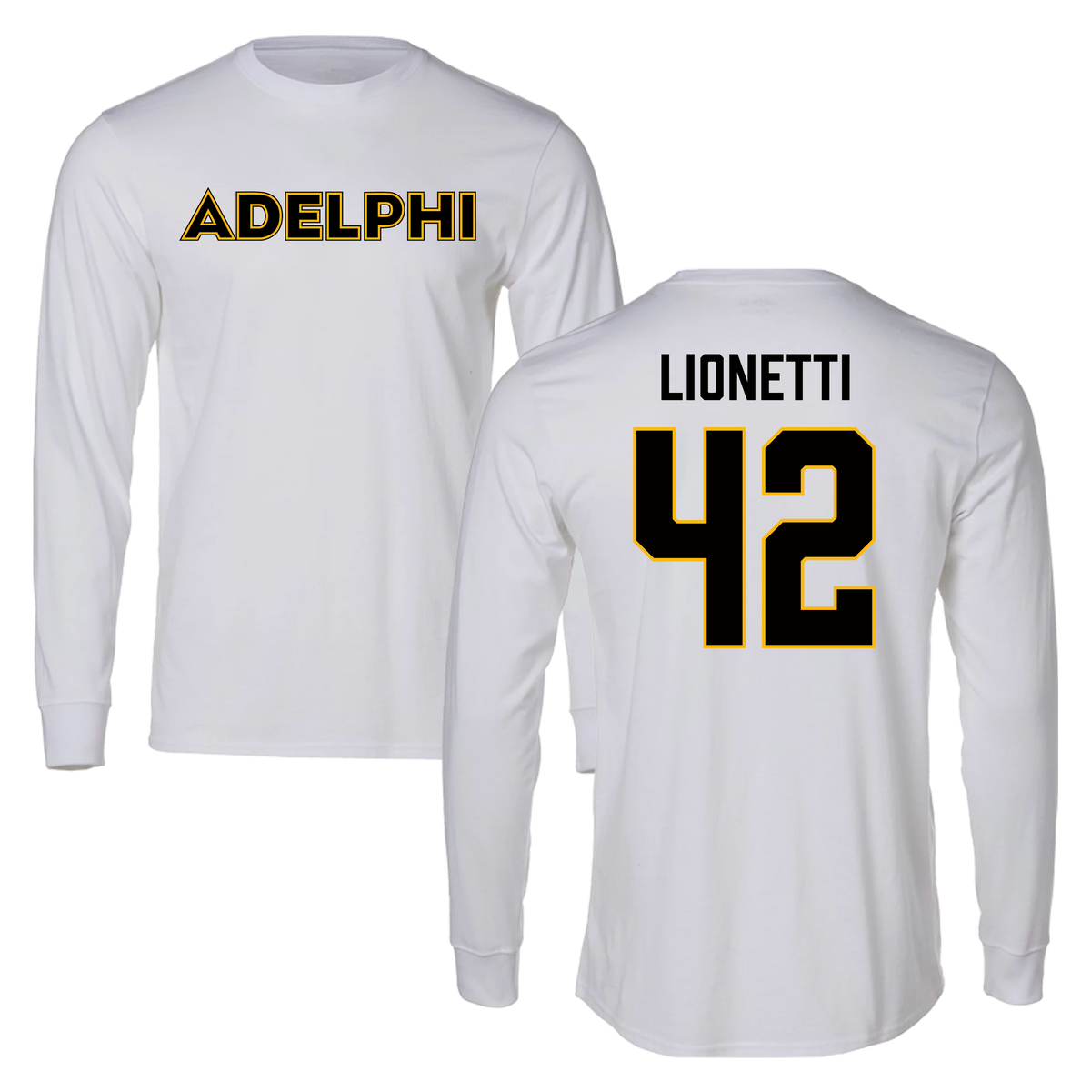 Adelphi University Lacrosse White Long Sleeve - #42 Sonny Lionetti