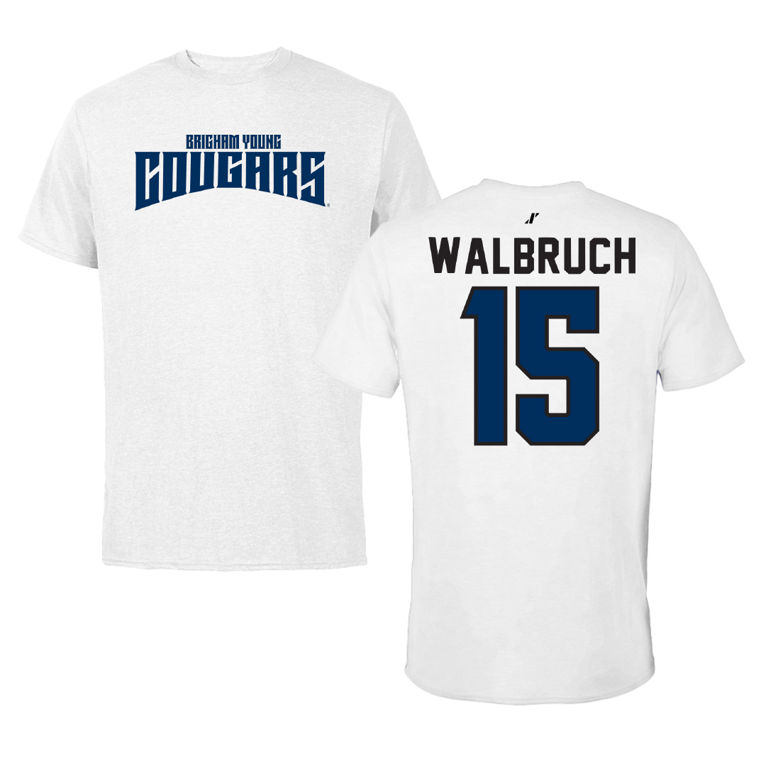 Brigham Young University Soccer White Classic Performance Tee - #15 Ellie Walbruch