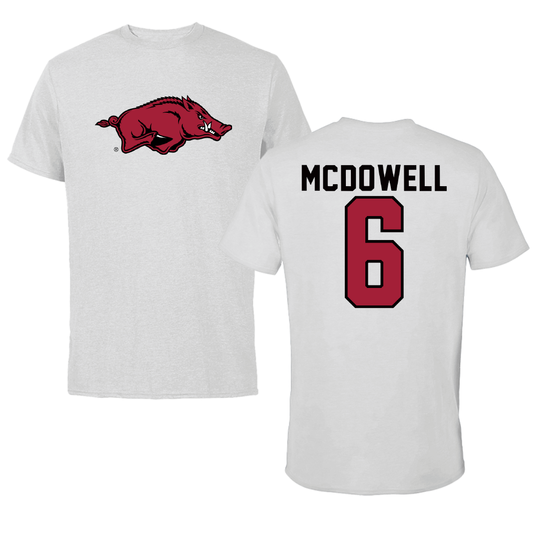 University of Arkansas Softball Light Gray Tee - #6 Ella McDowell