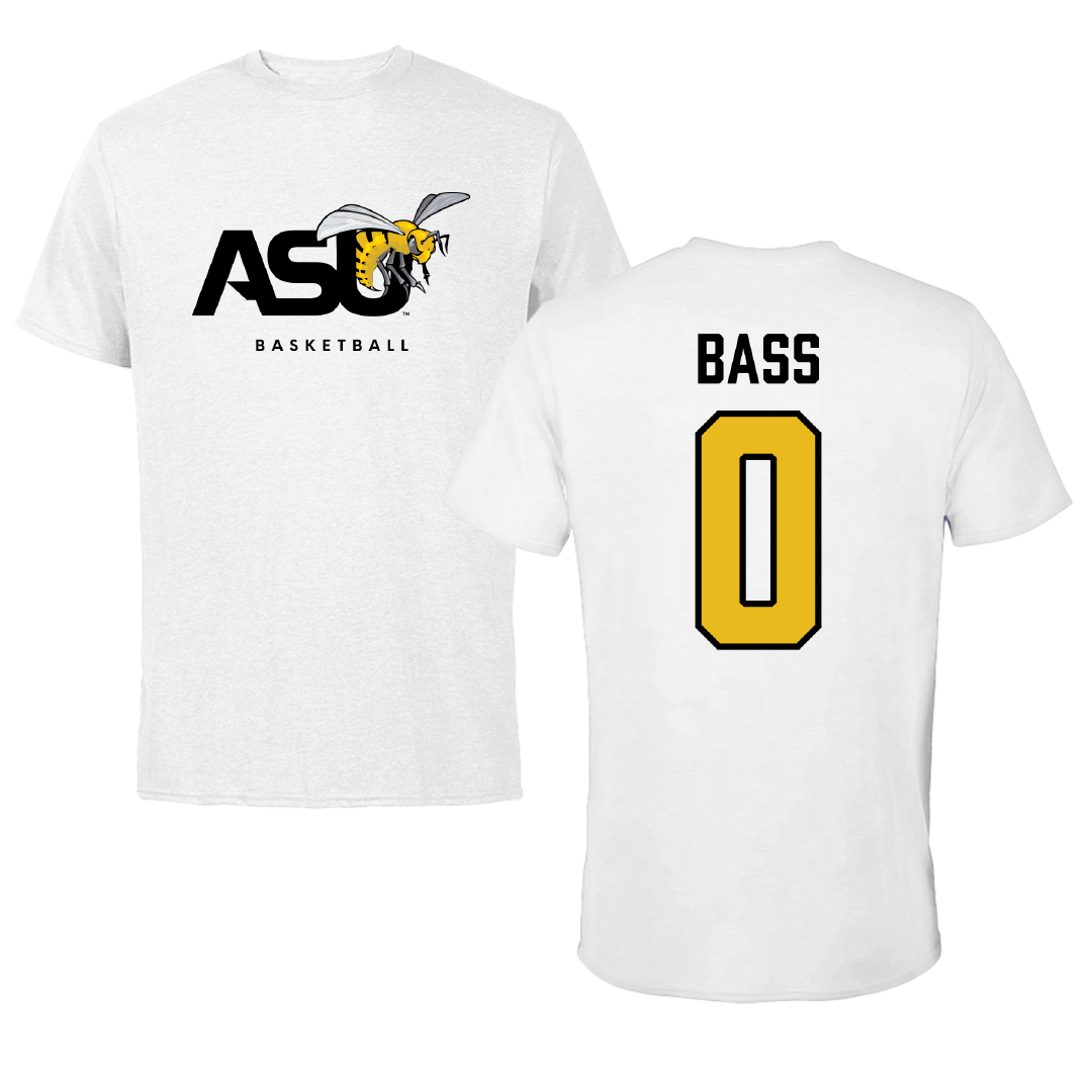 Alabama State University Basketball White ASU Performance Tee - #0 D'Ante Bass