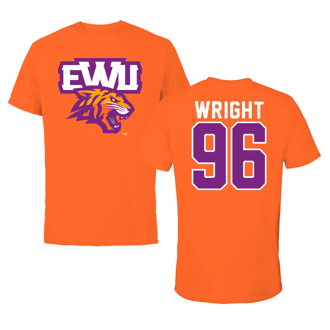 Edward Waters University Football Orange Tee - #96 Xavier Wright