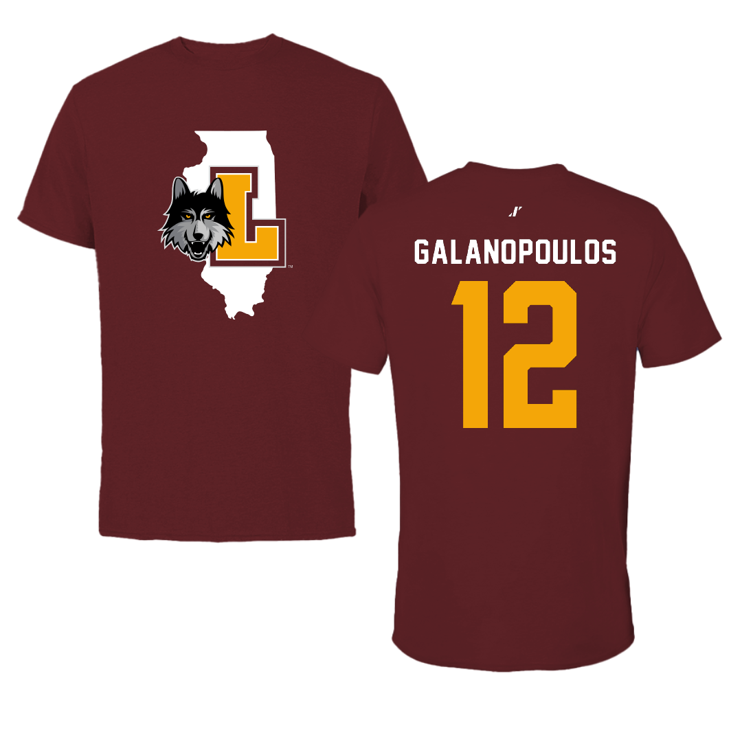 Loyola University-Chicago Basketball Maroon State Performance Tee - #12 Sam Galanopoulos