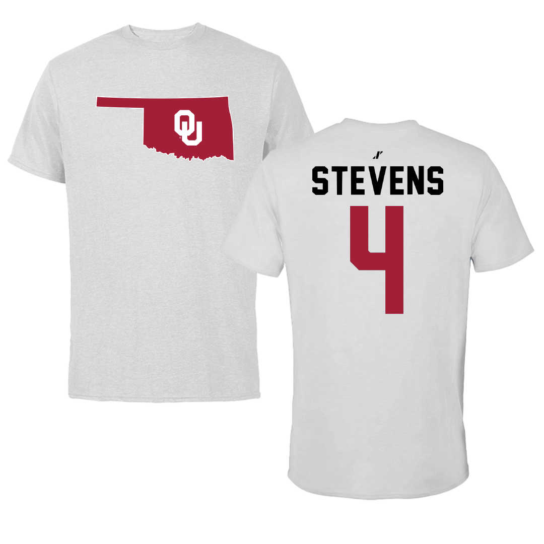 University of Oklahoma Soccer Light Gray State Performance Tee - #4 Avery Stevens