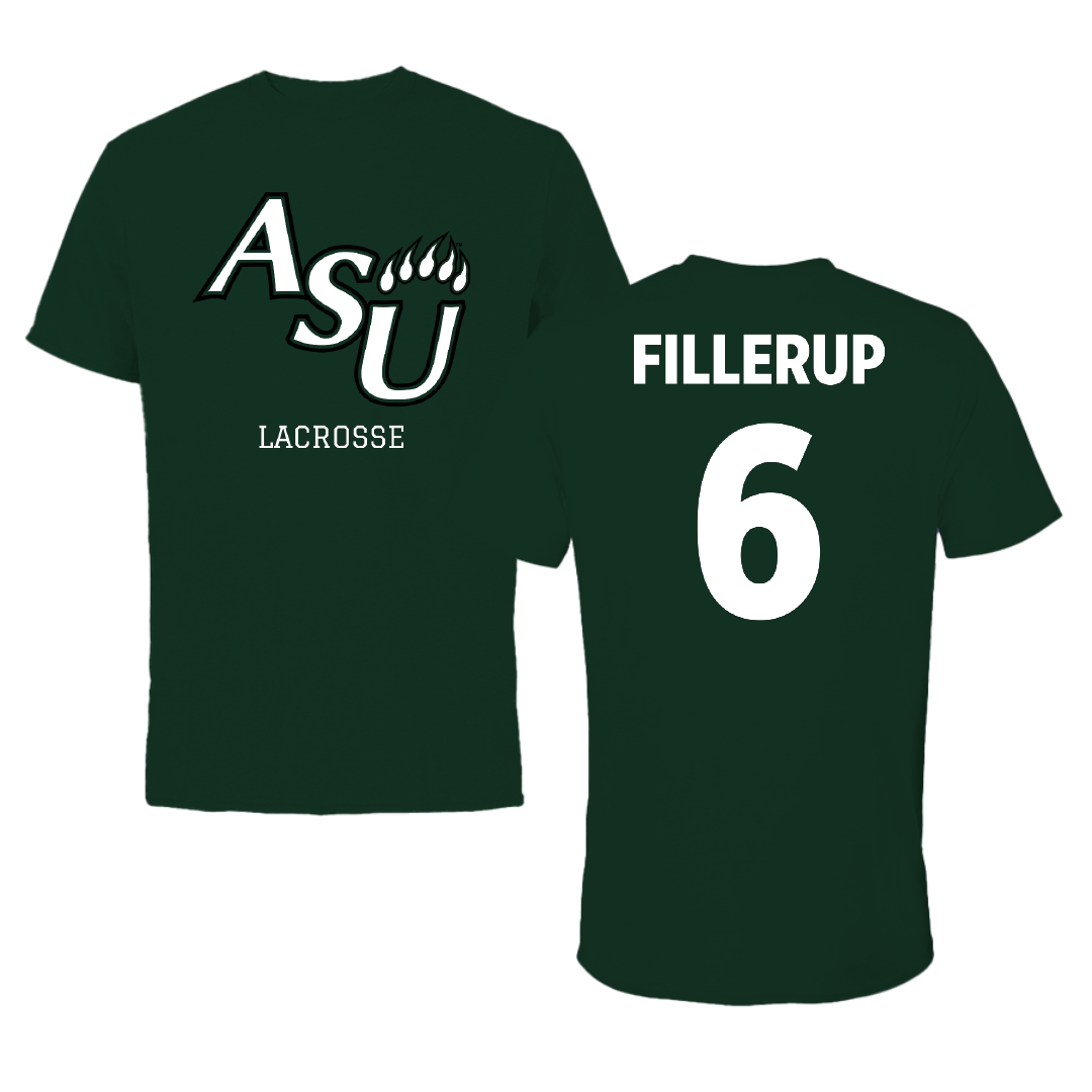 Adams State University Lacrosse Forest Green Performance Tee - #6 Anthony Fillerup