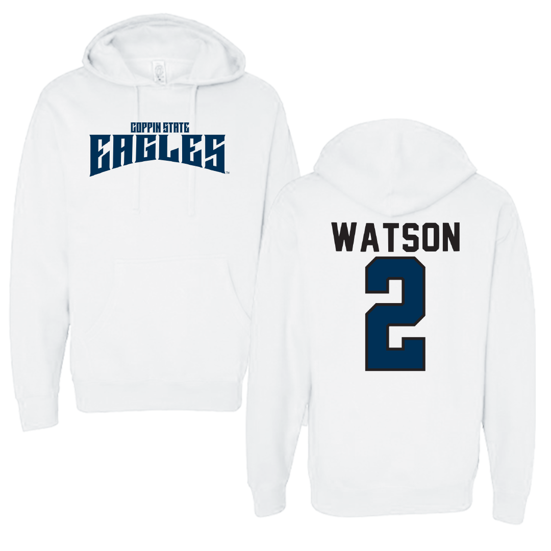 Coppin State University Baseball White Classic Hoodie - #2 Braylon Watson