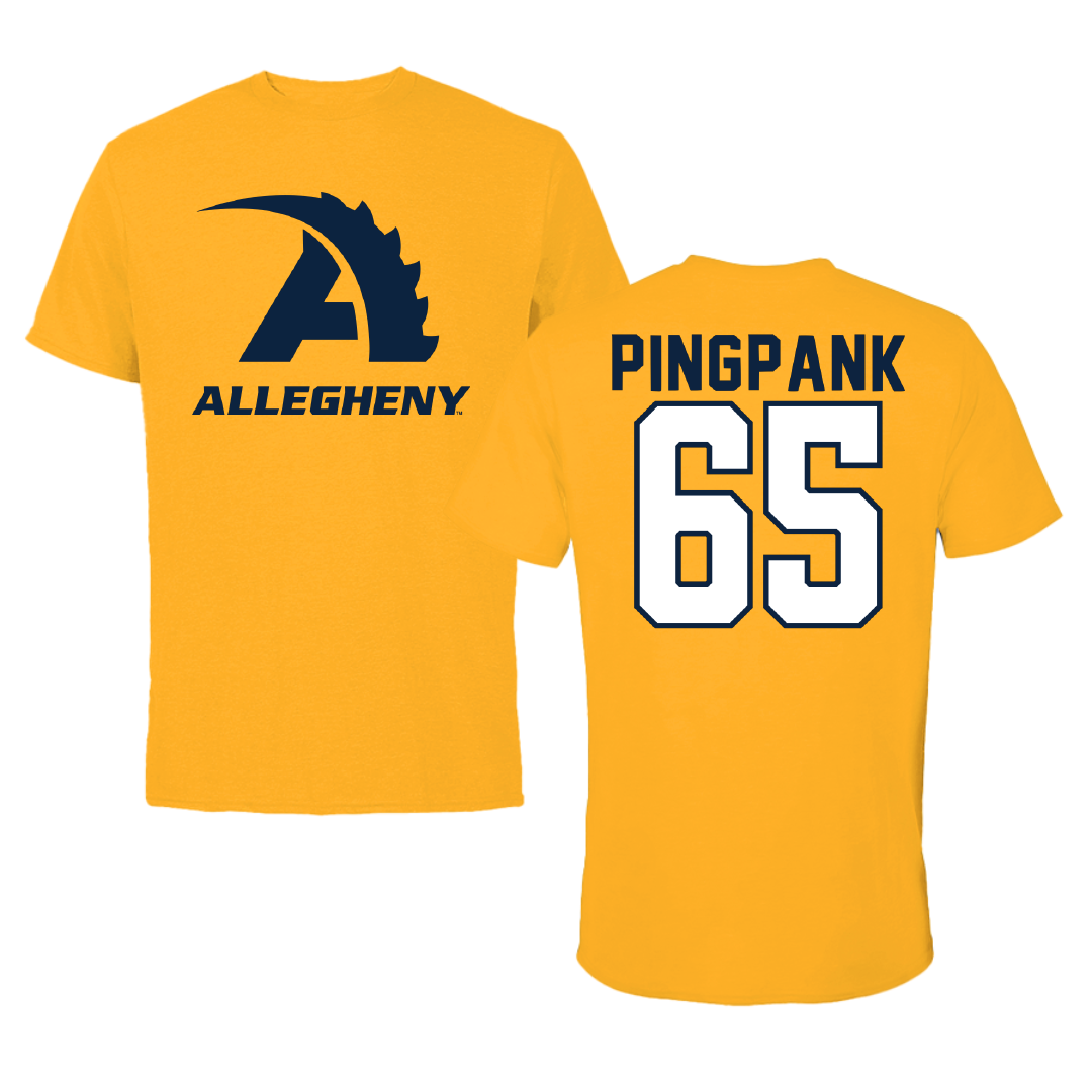 Allegheny College Football Gold Performance Tee - #65 Jack Pingpank