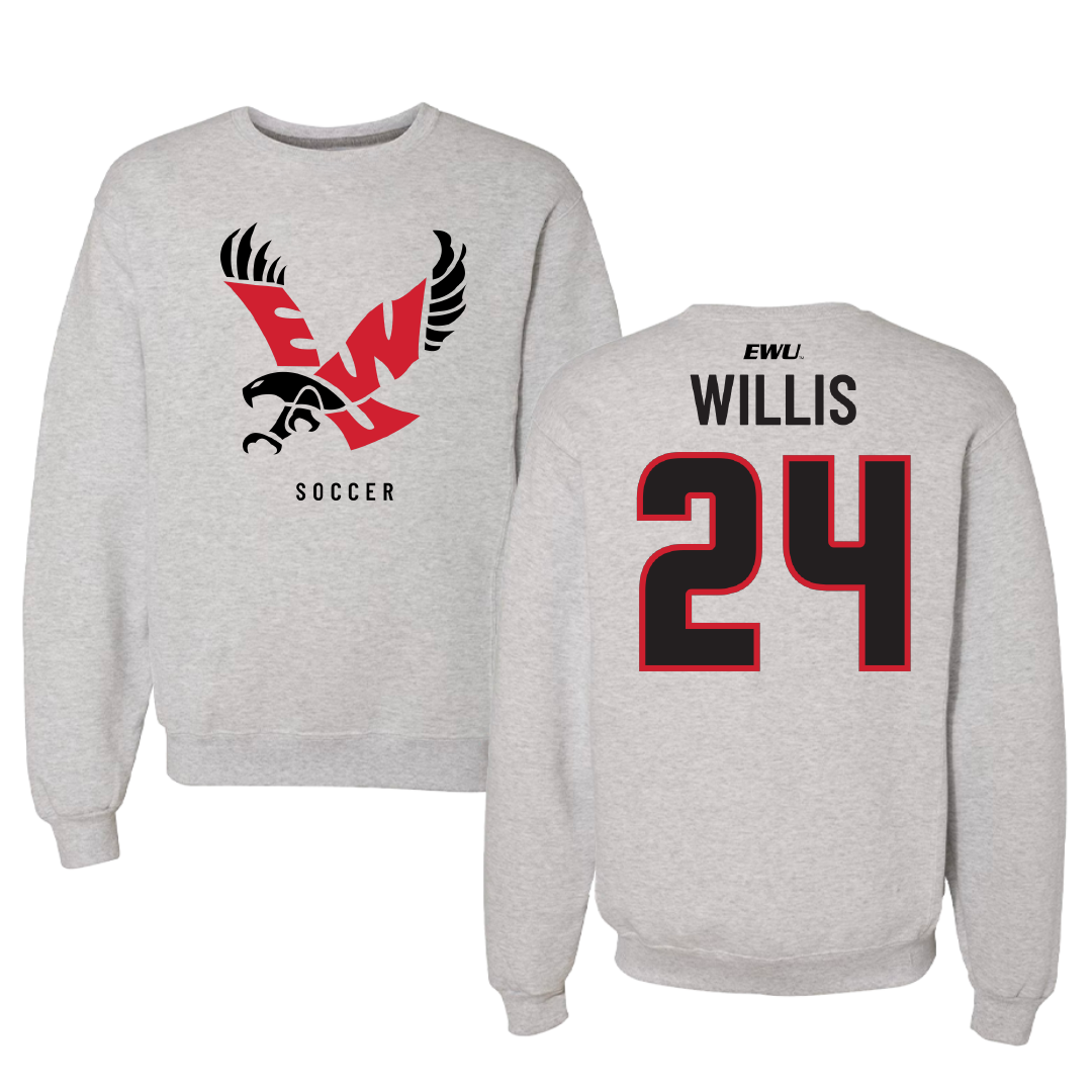 Eastern Washington University Soccer Gray Crewneck - #24 Genesis Willis