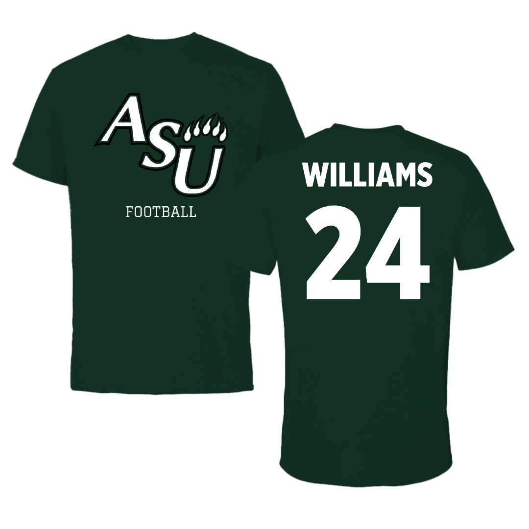 Adams State University Football Forest Green Performance Tee - #24 Christopher Williams