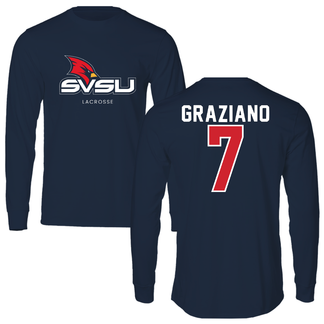 Saginaw Valley State University Lacrosse Navy Long Sleeve - #7 Sarah Graziano