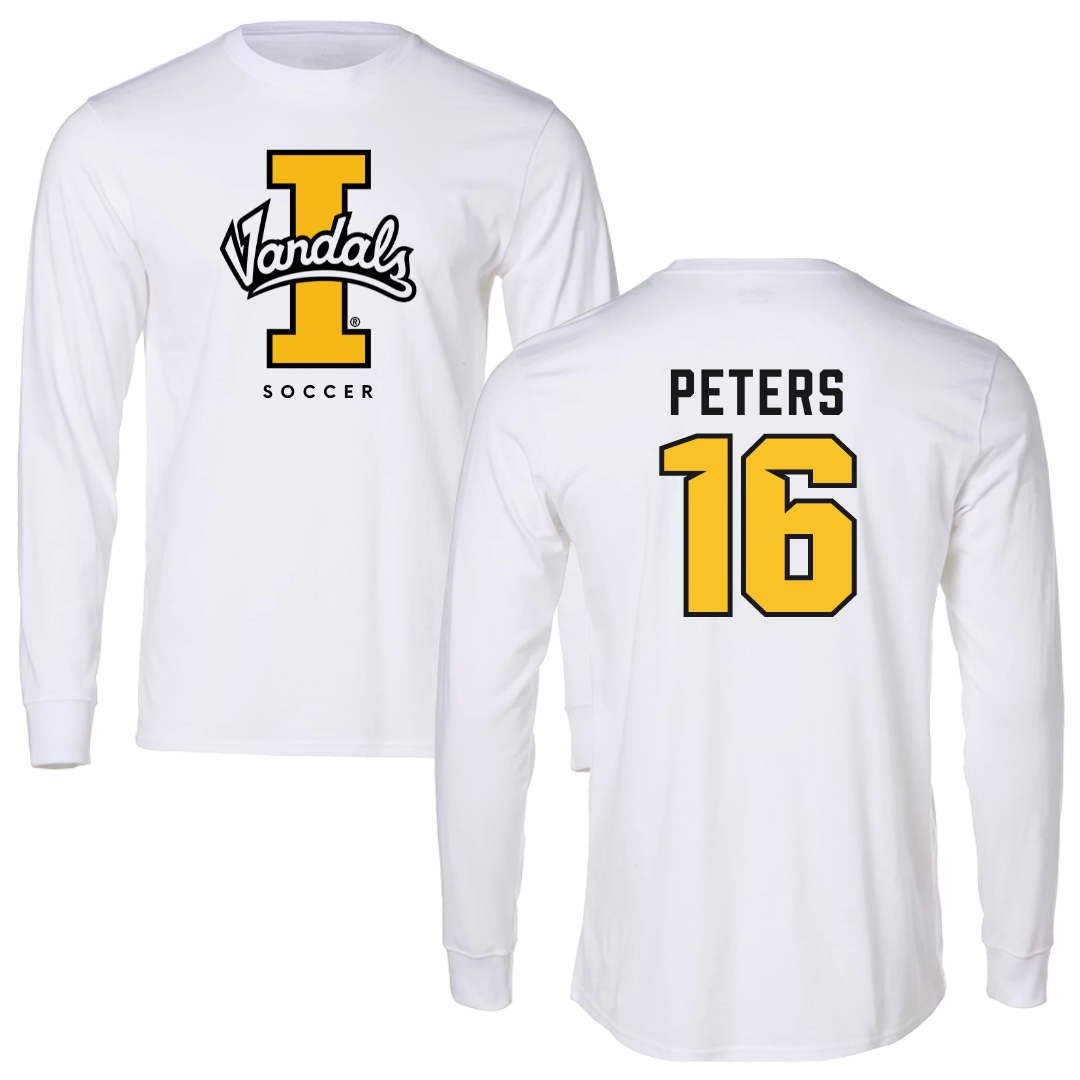 University of Idaho Soccer White Vandals Performance Long Sleeve - #16 Tori Peters