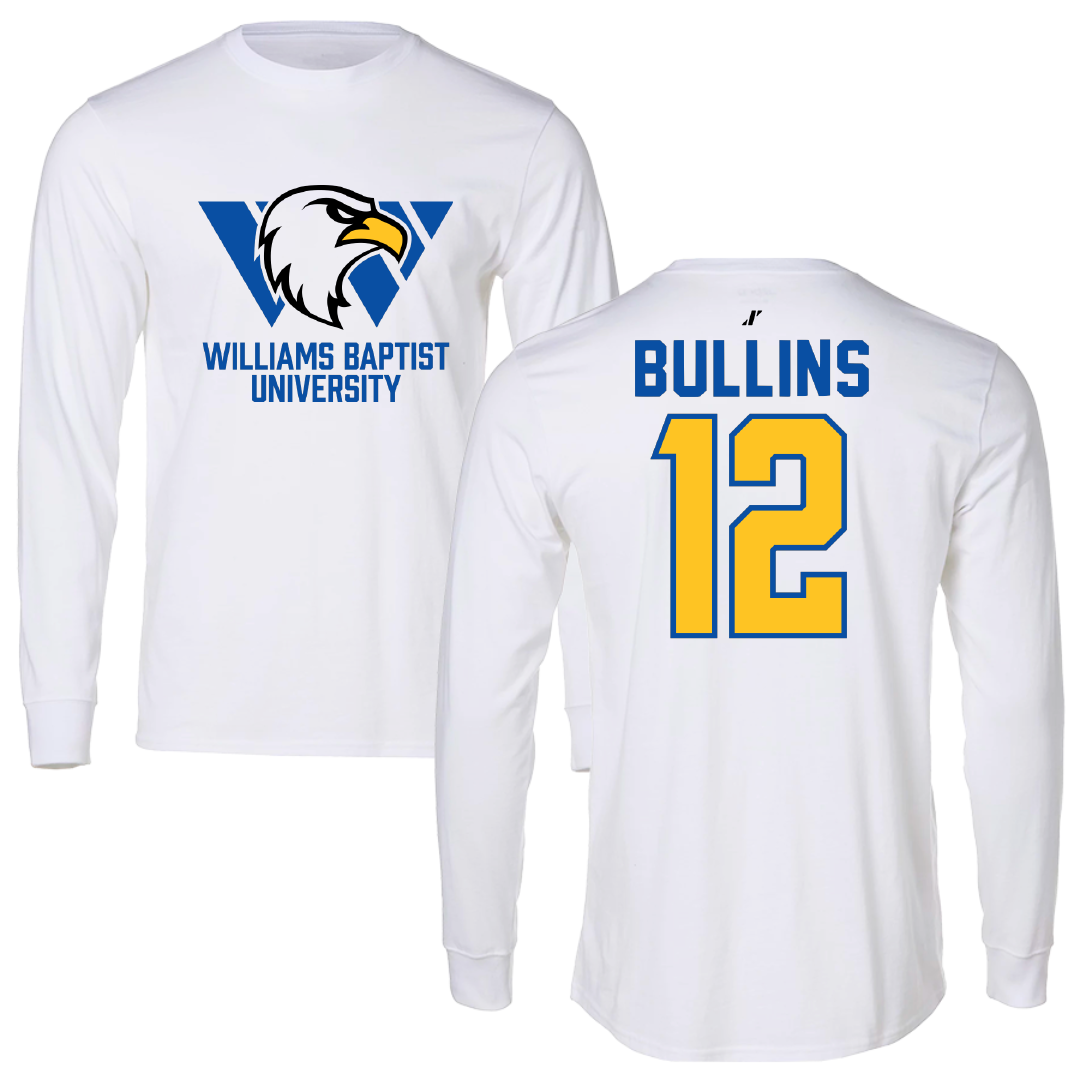 Williams Baptist University Baseball White Performance Long Sleeve - #12 Luke Bullins