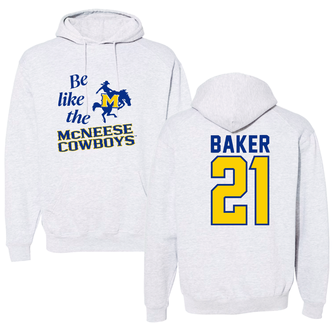 McNeese State University Soccer Light Gray Be Like Us Hoodie - #21 Avery Baker