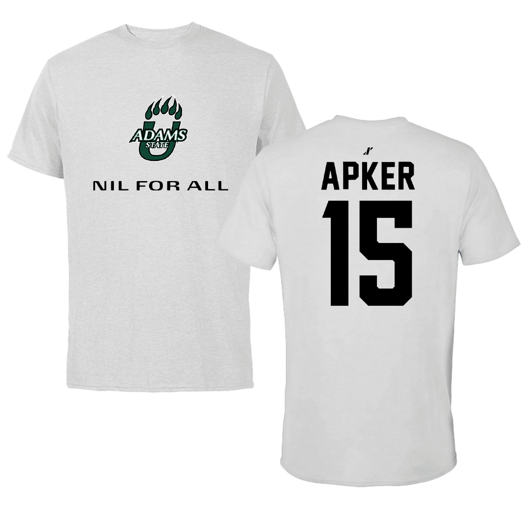 Adams State University Baseball Light Gray NIL for ALL Tee - #15 Cory Apker